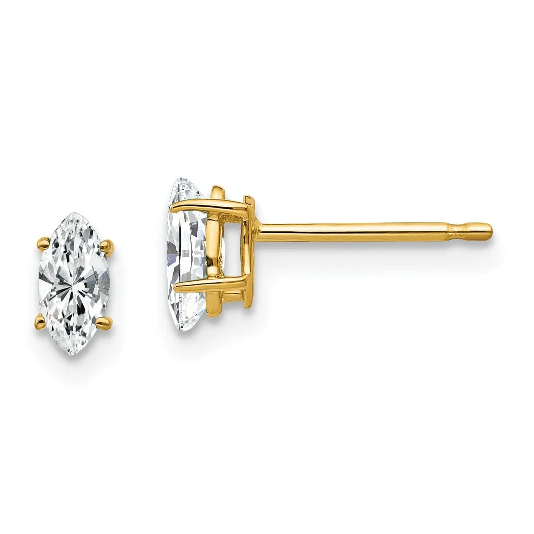 14k Yellow Gold Marquise Cubic Zirconia Earring