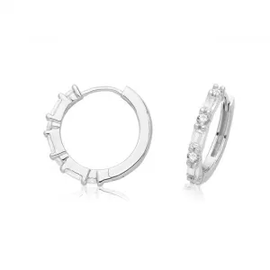 Acotis Silver Hinged Earrings Rhodium Plated Zirconia G51338CZ