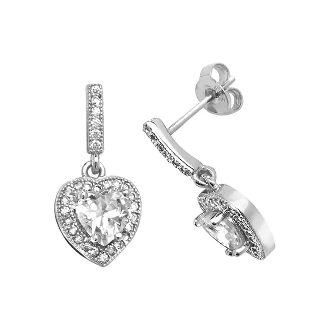 Acotis Silver Stud Earrings Heart Zirconia G51034