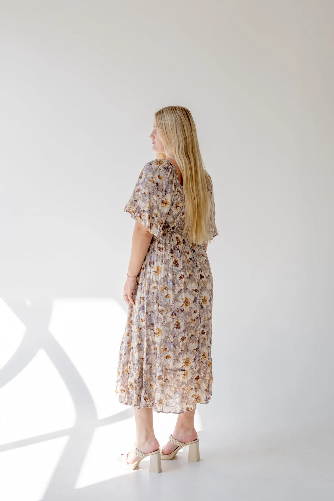 Addison Floral Midi Dress | Taupe