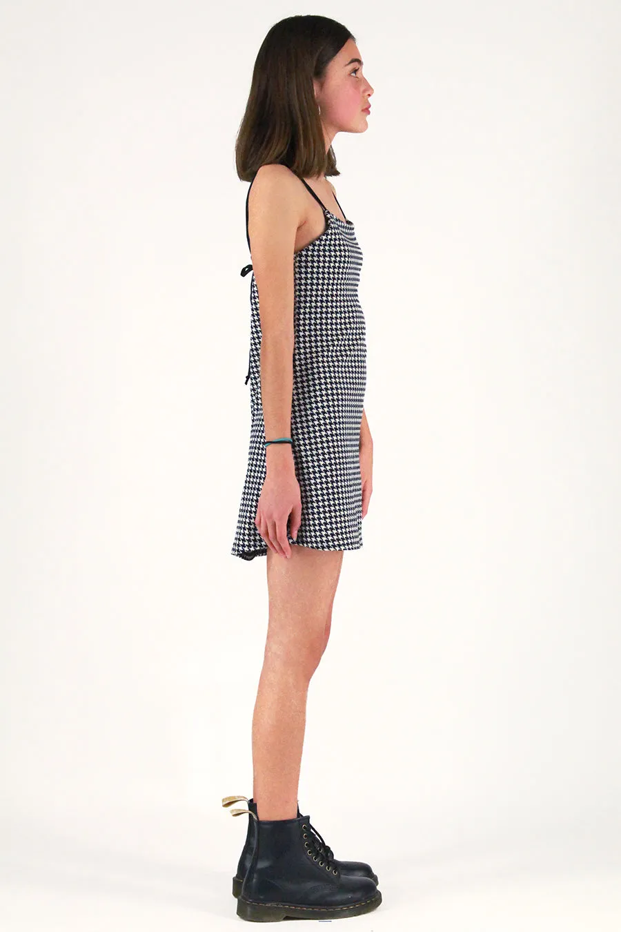 Adjustable Strap Dress - Stretchy Houndstooth