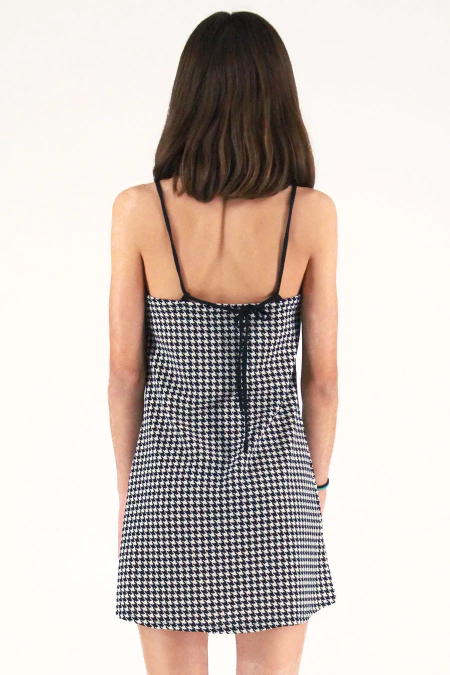 Adjustable Strap Dress - Stretchy Houndstooth