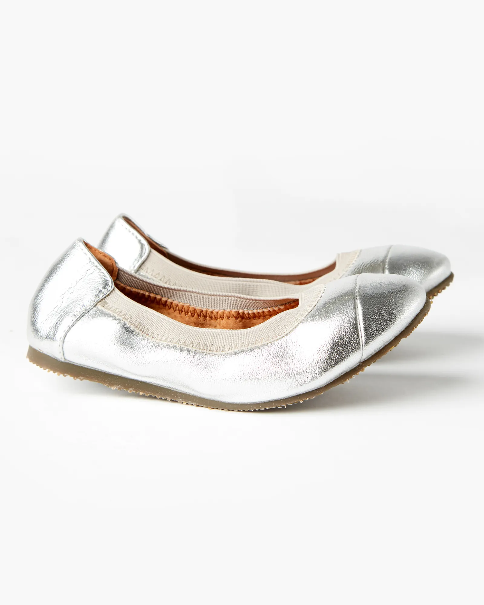 Ava Leather Ballet Flat - Silver