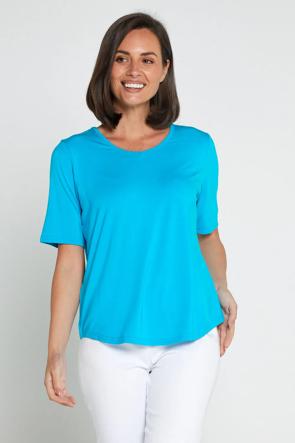 Belinda Modal Tee - Aqua Blue