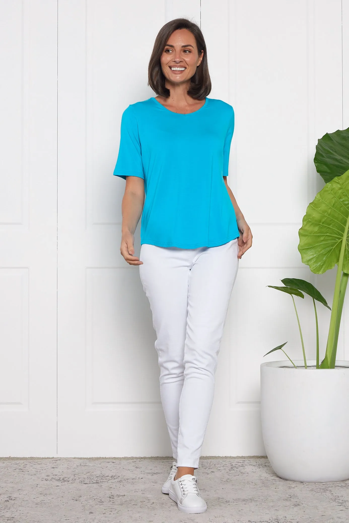 Belinda Modal Tee - Aqua Blue