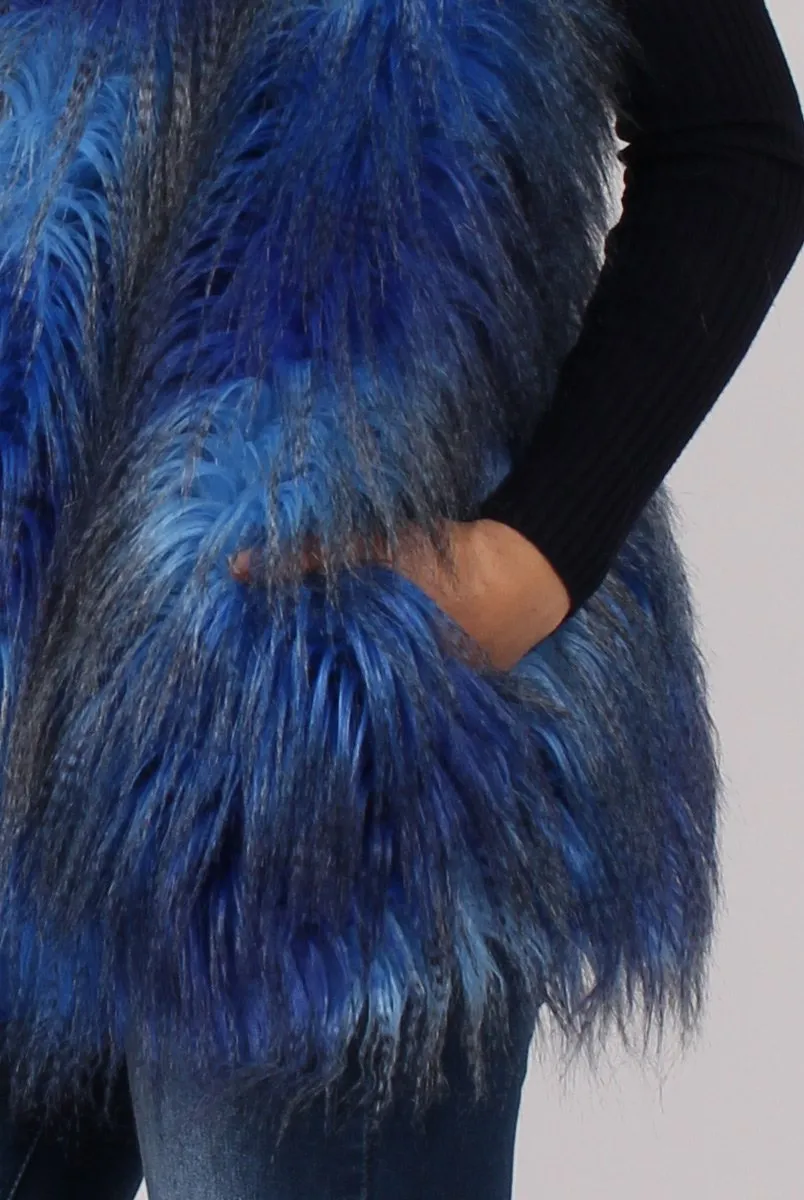 Blue Faux Fur Gilet - Demi