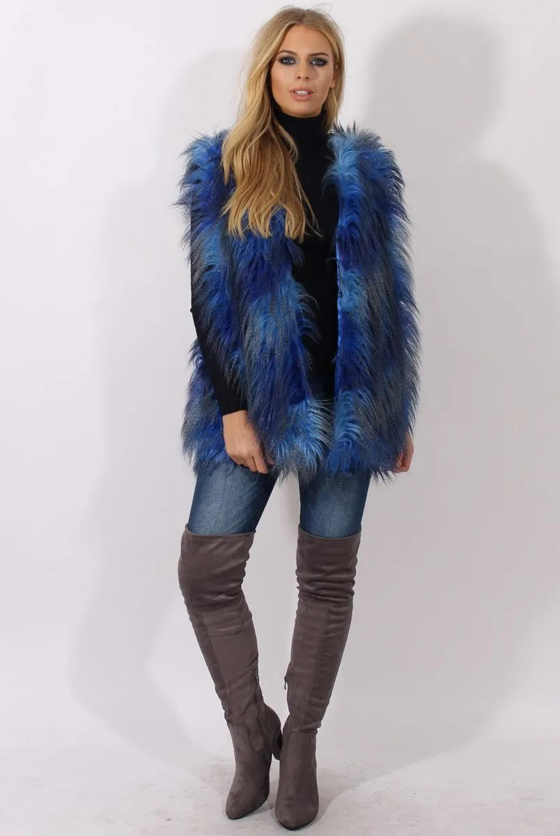 Blue Faux Fur Gilet - Demi