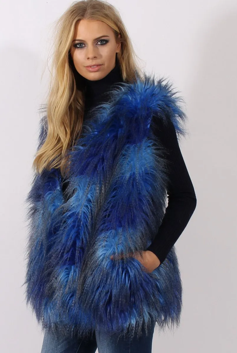 Blue Faux Fur Gilet - Demi