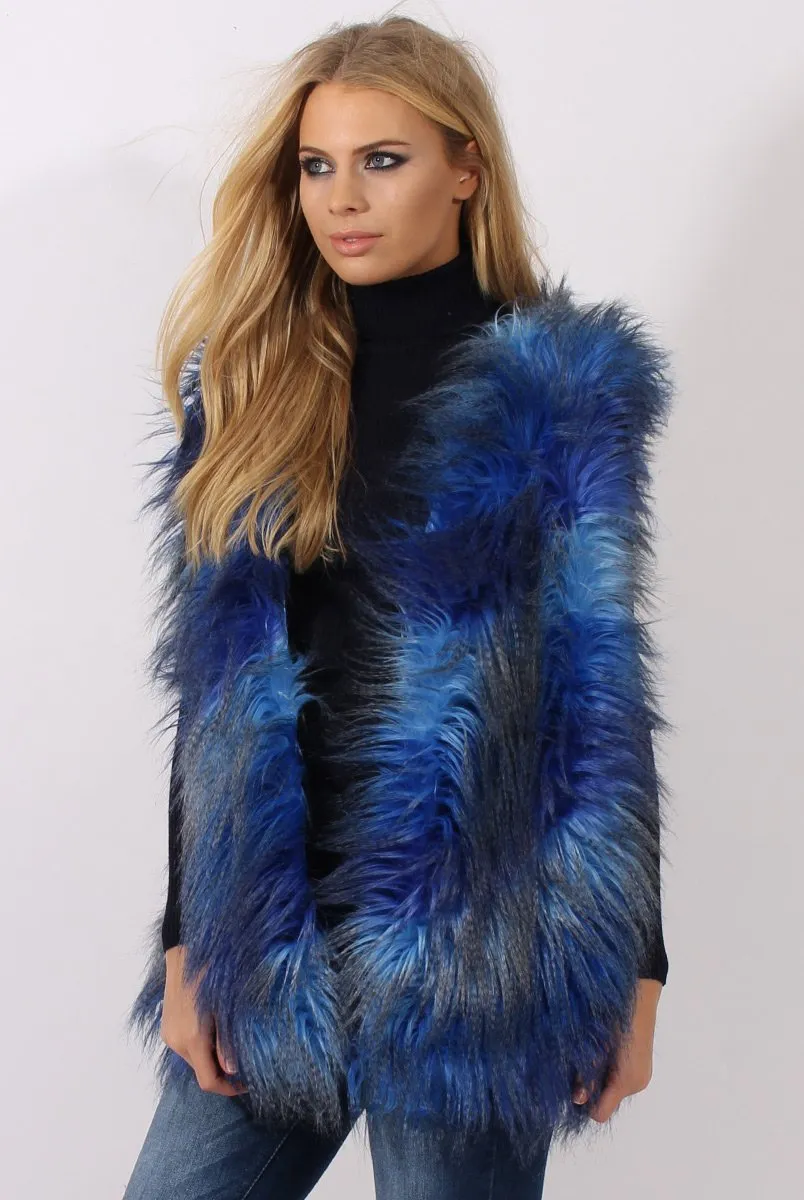 Blue Faux Fur Gilet - Demi