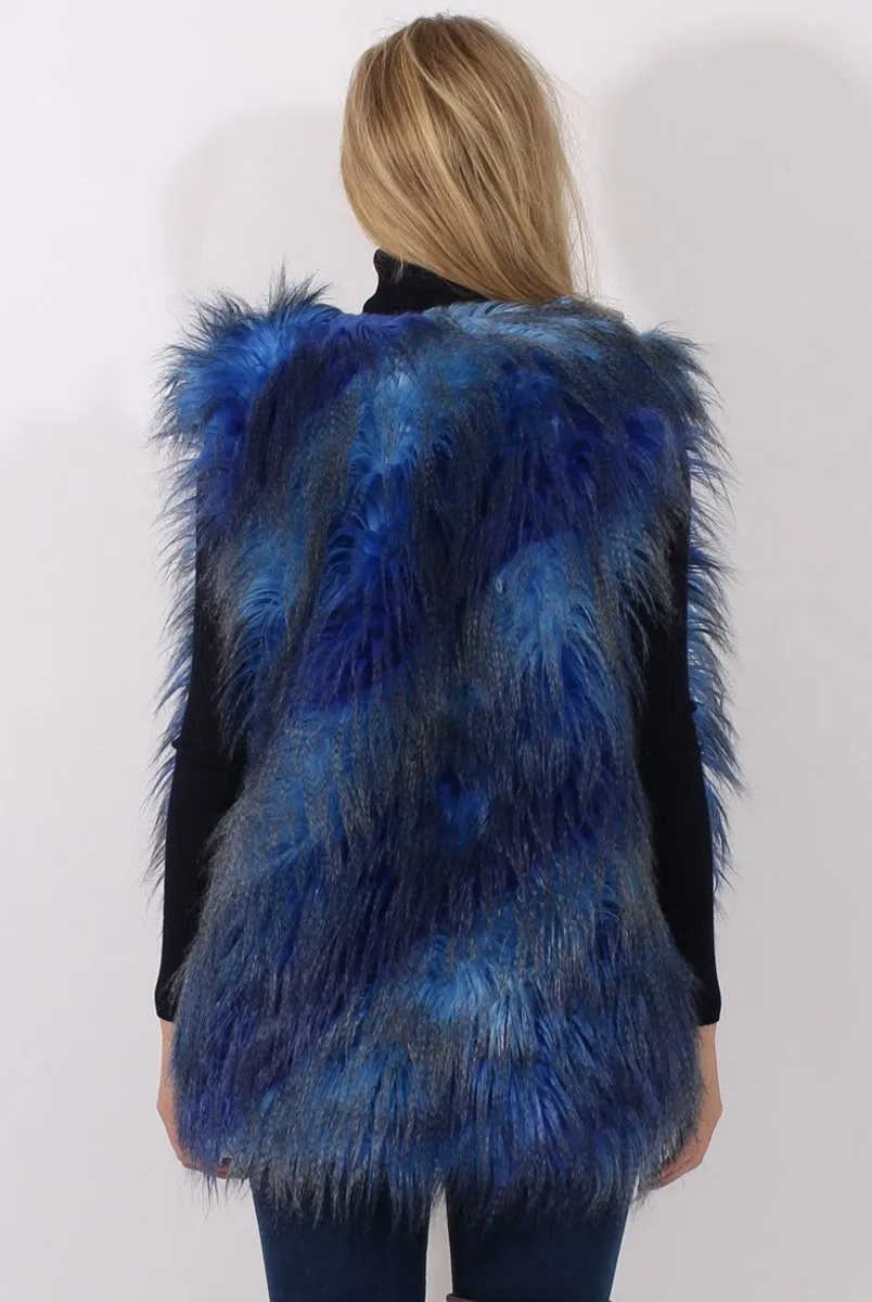 Blue Faux Fur Gilet - Demi