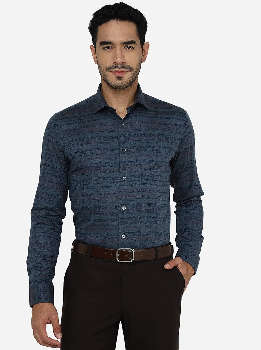 Blue Solid Slim Fit Party Wear Shirt | Wyre