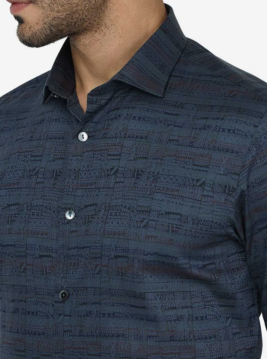 Blue Solid Slim Fit Party Wear Shirt | Wyre