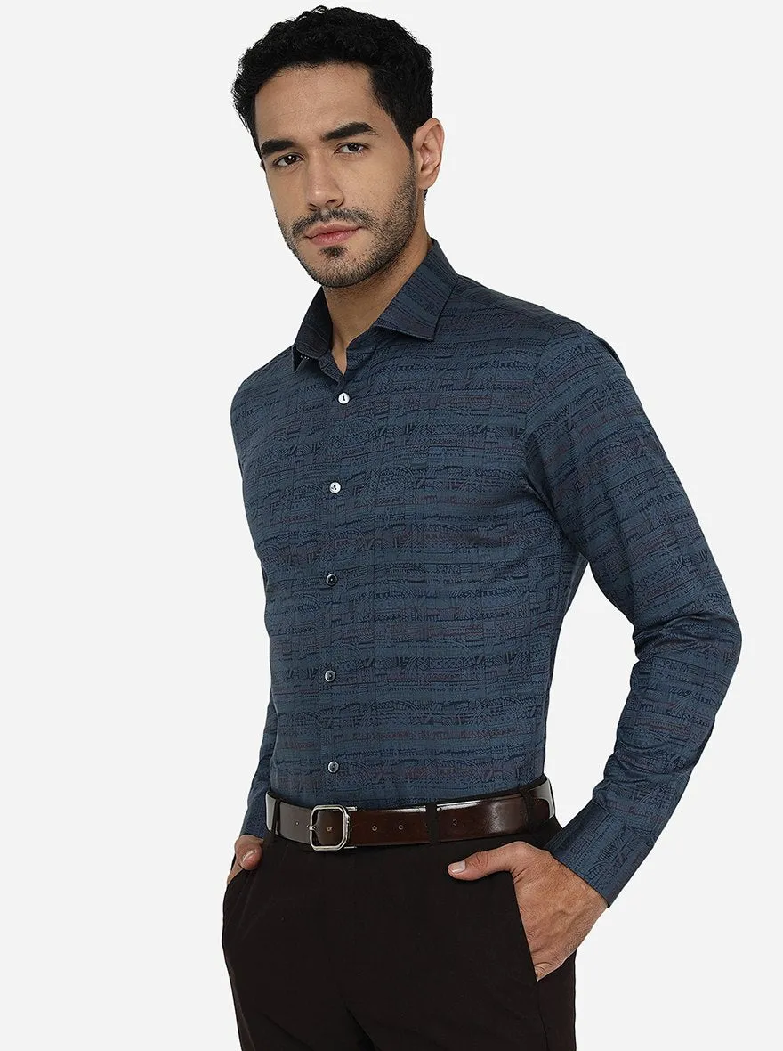 Blue Solid Slim Fit Party Wear Shirt | Wyre