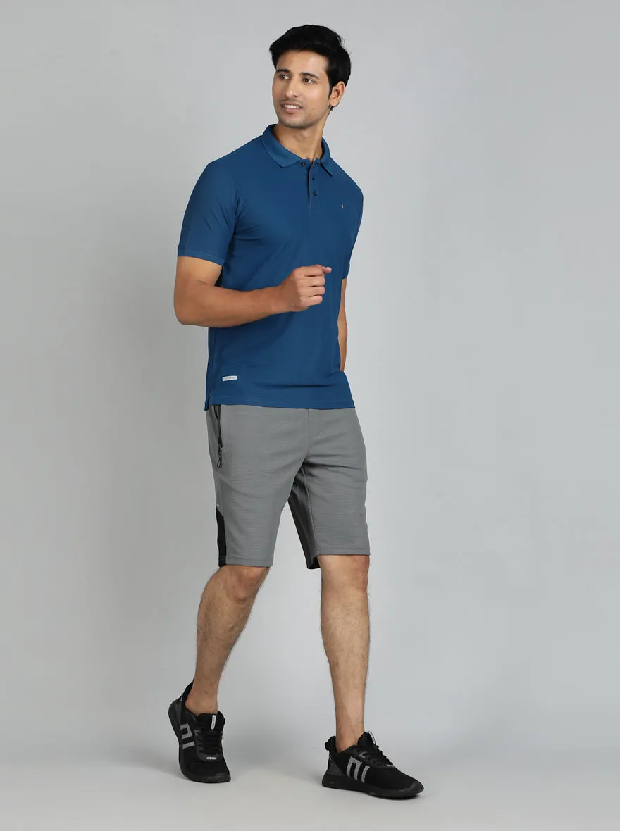 Blue Solid Slim Fit Polo T-Shirt | Jade Play