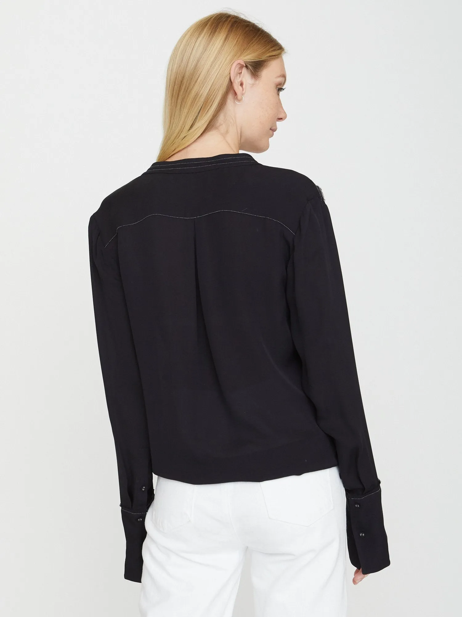 BROCHU WALKER - Seville Stitched Blouse Black Onyx