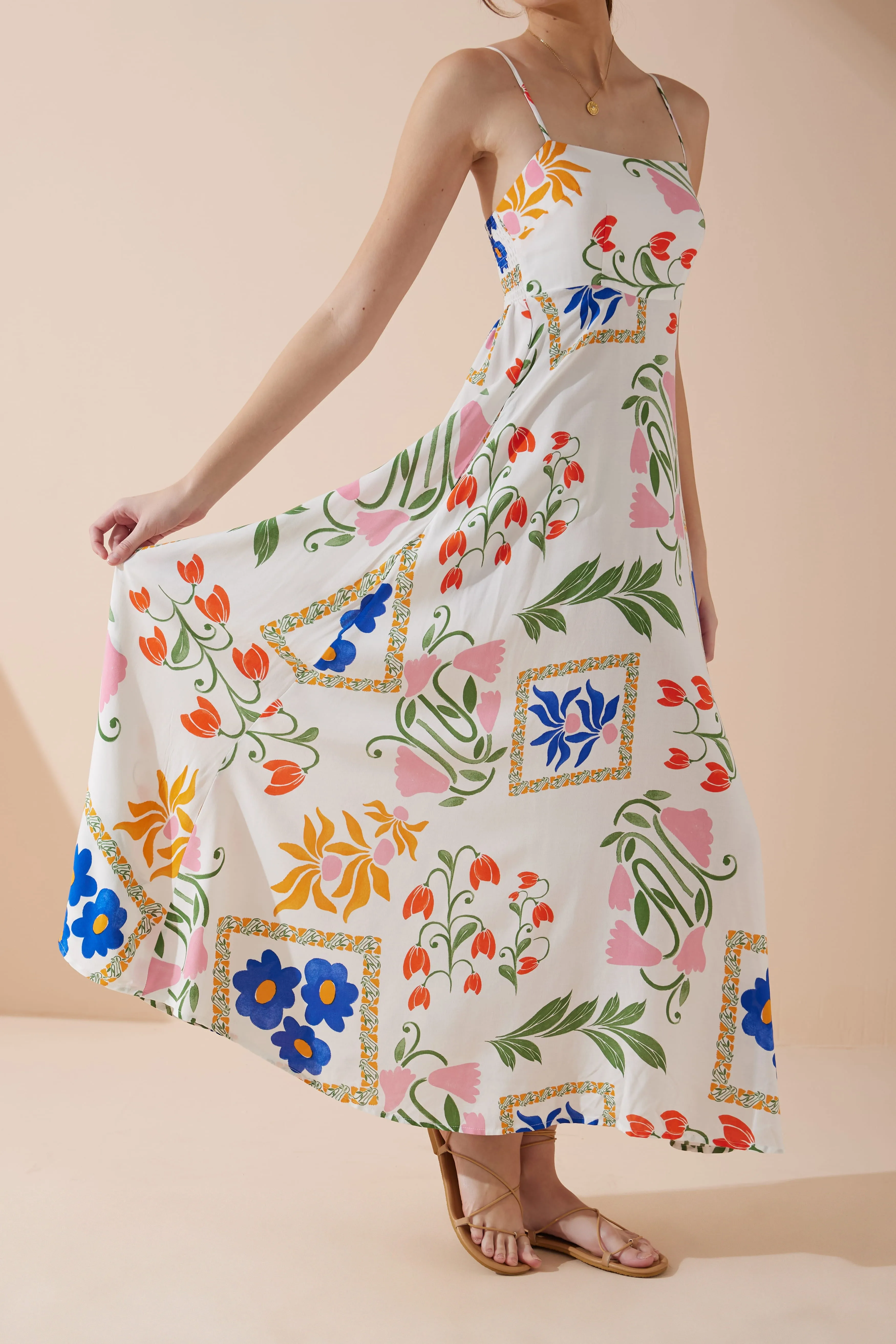 Calantha Multicolour Floral Flared Maxi Dress