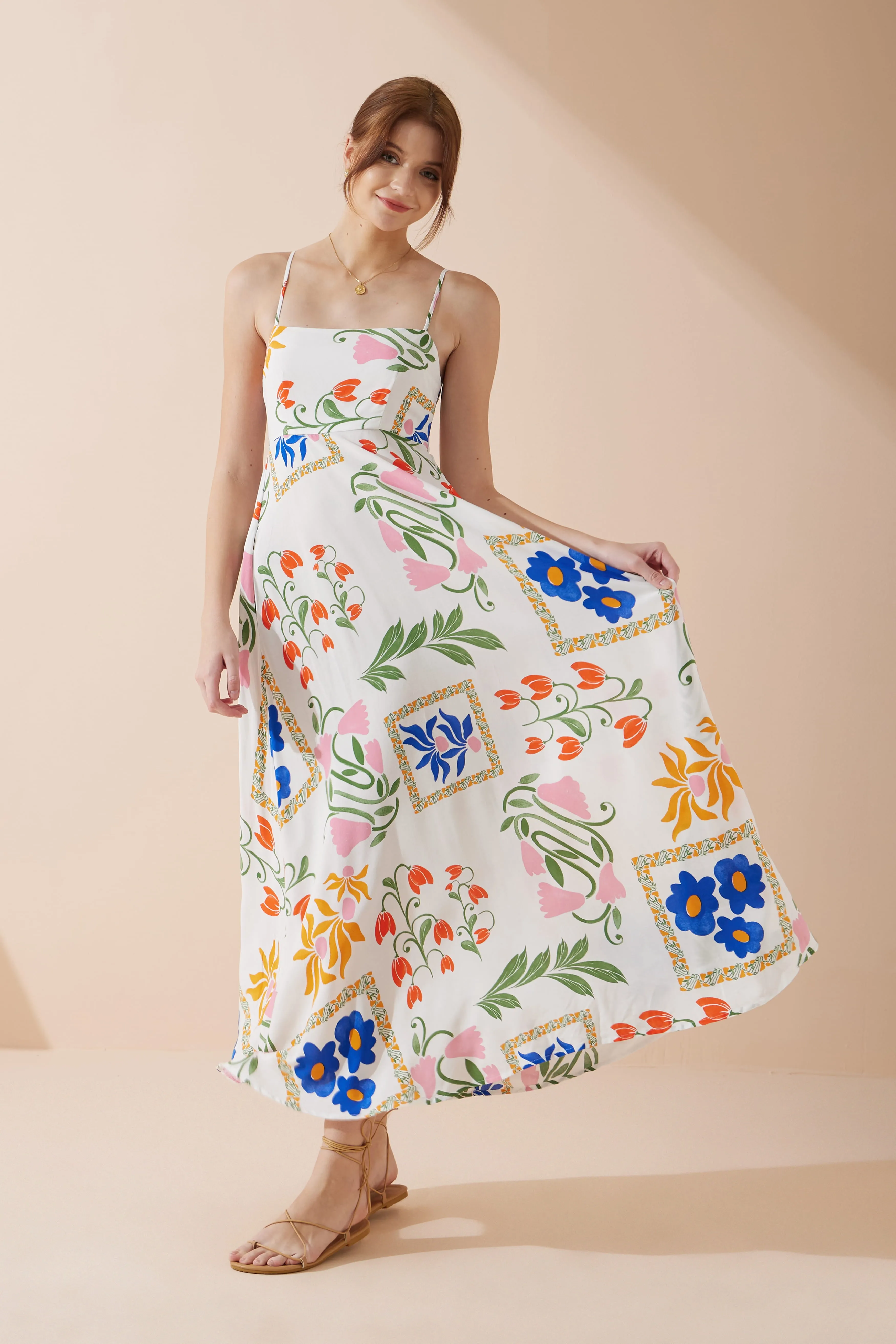 Calantha Multicolour Floral Flared Maxi Dress