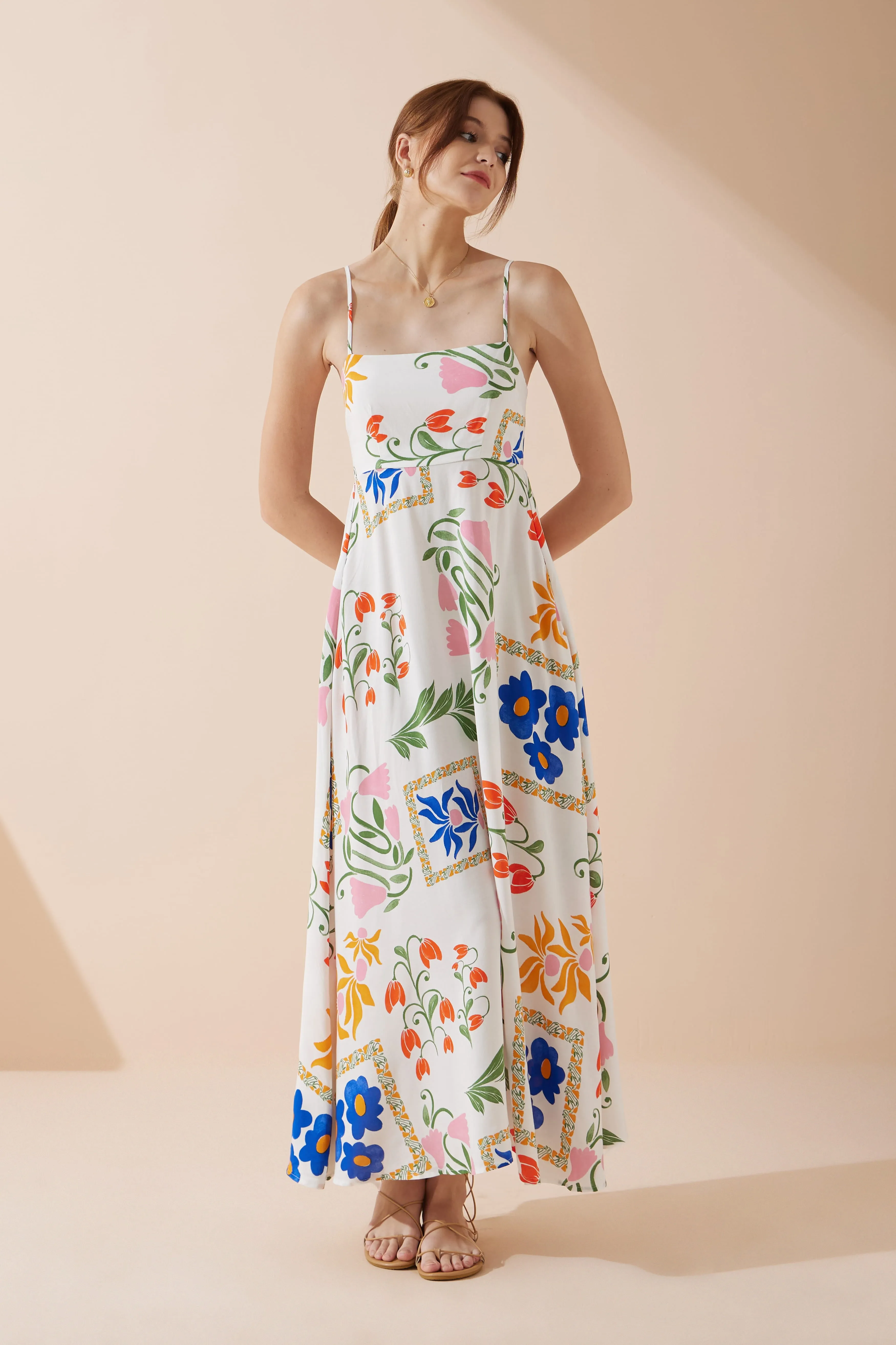 Calantha Multicolour Floral Flared Maxi Dress