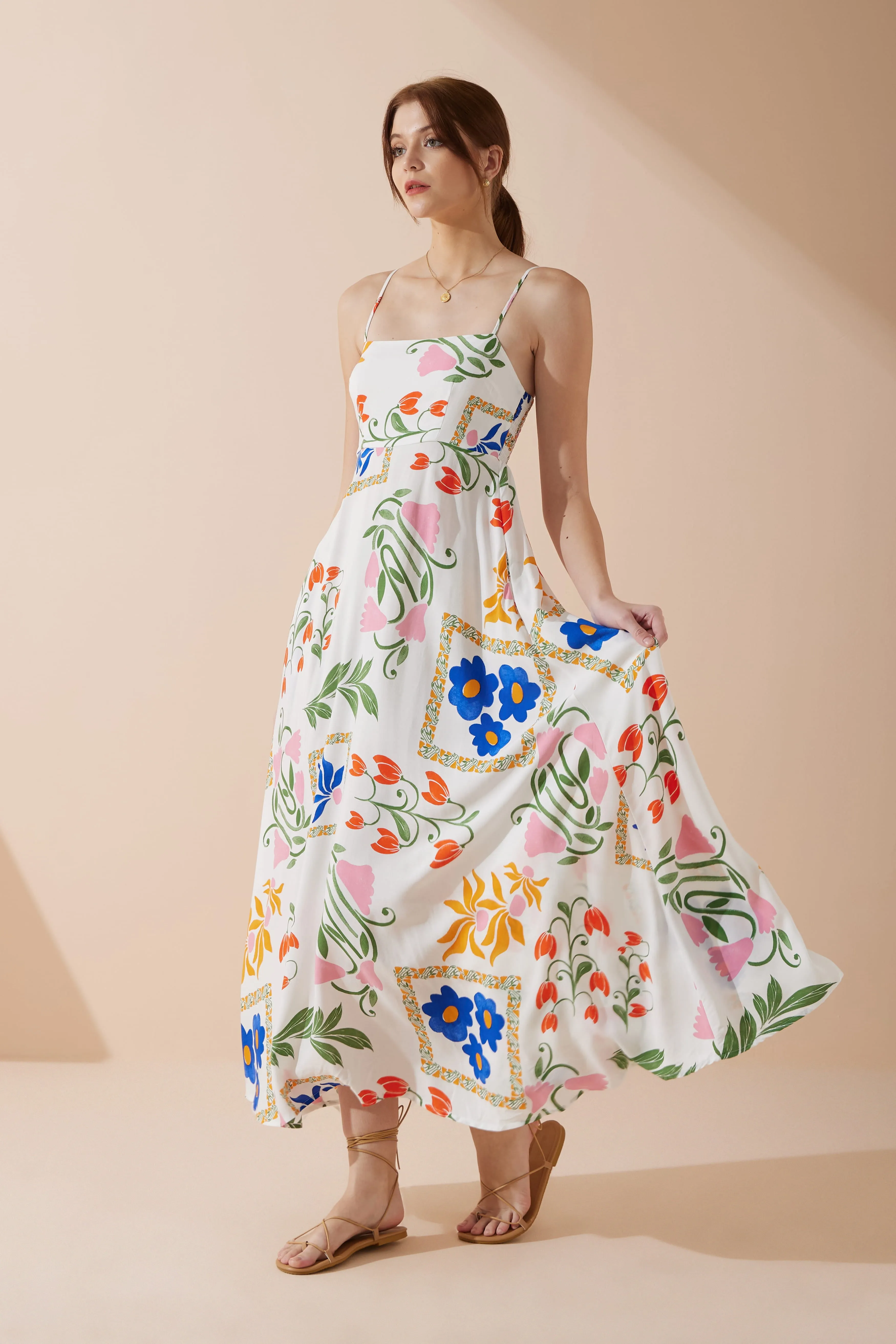 Calantha Multicolour Floral Flared Maxi Dress