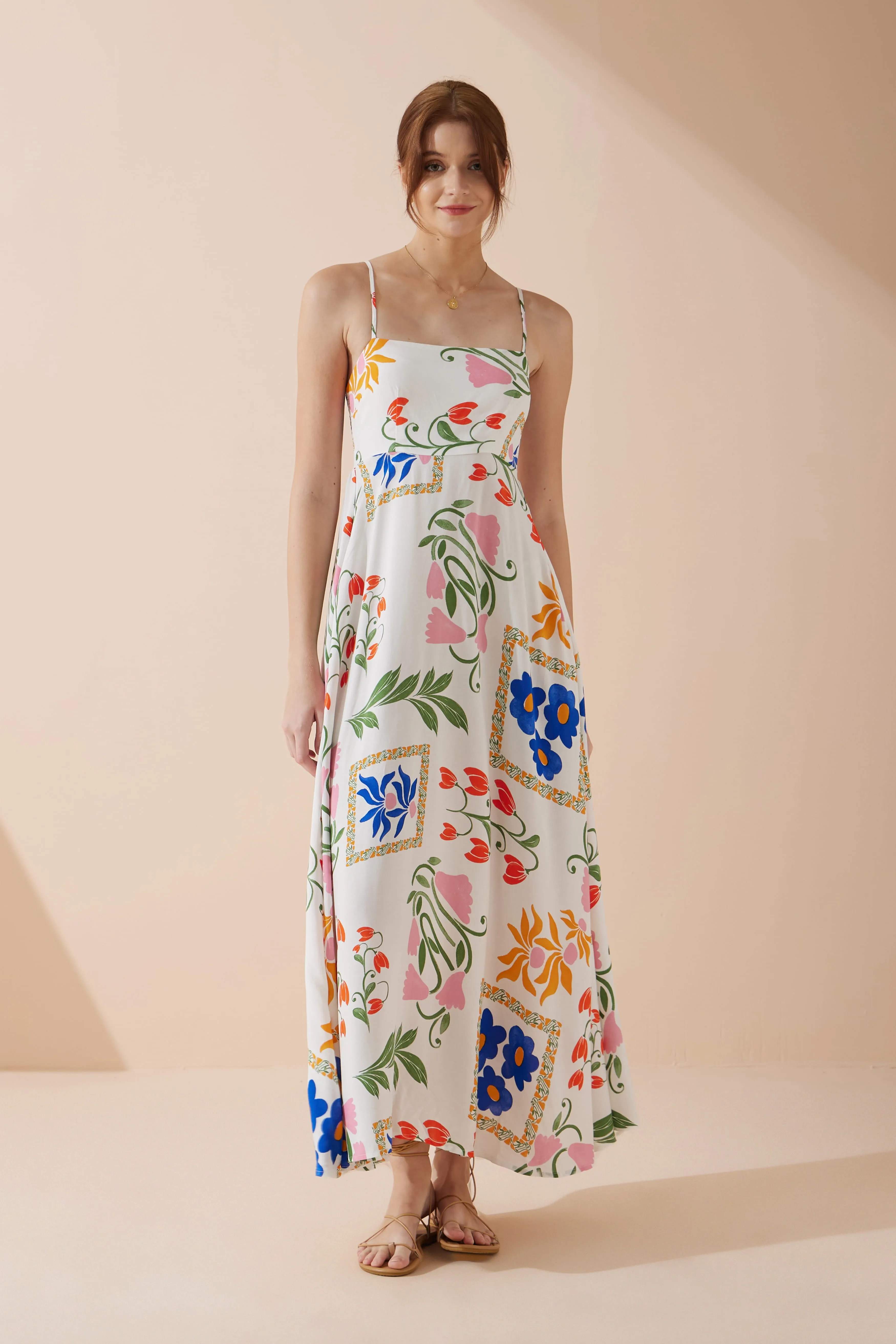 Calantha Multicolour Floral Flared Maxi Dress