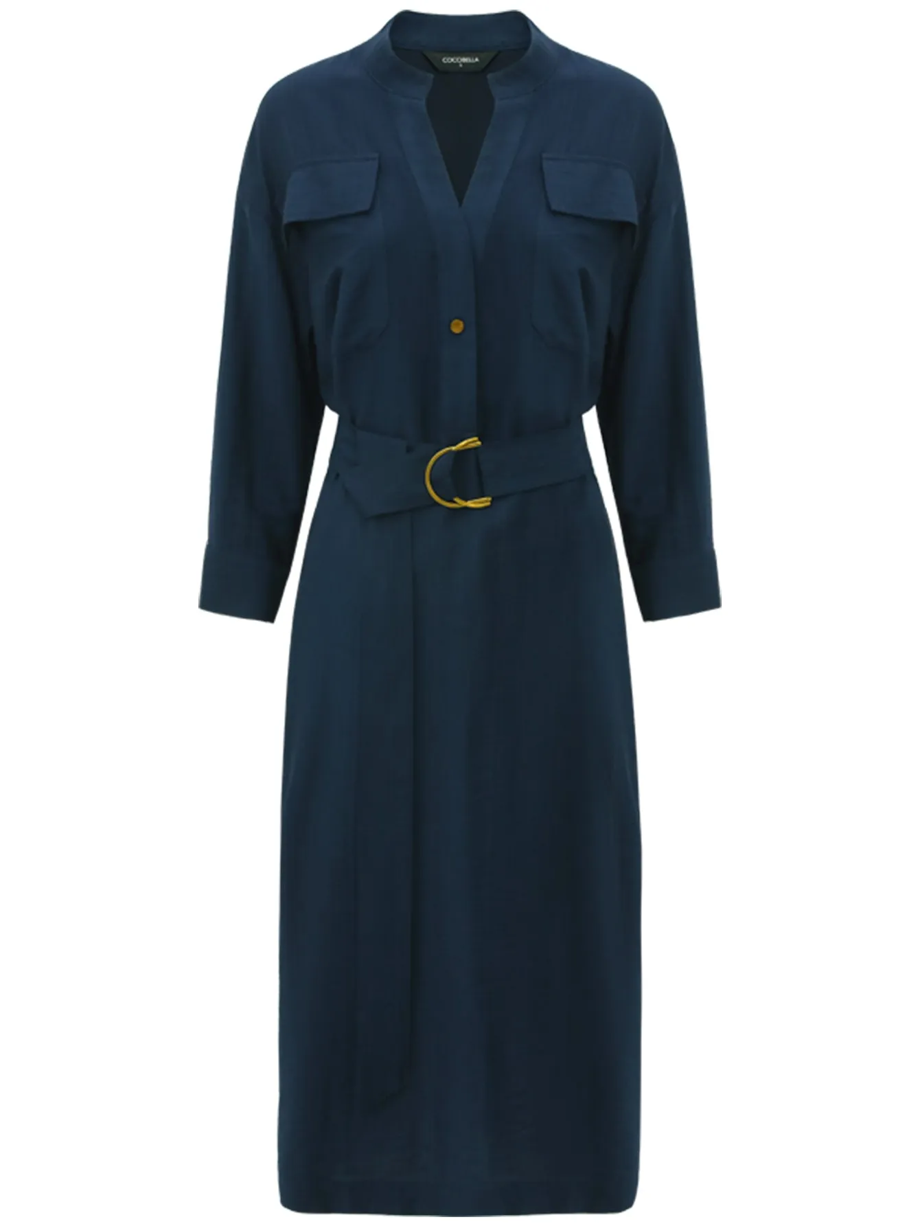 Classic Belted Navy Shirt Dress