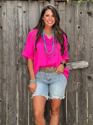 Dawn Hot Pink Silky Blouse