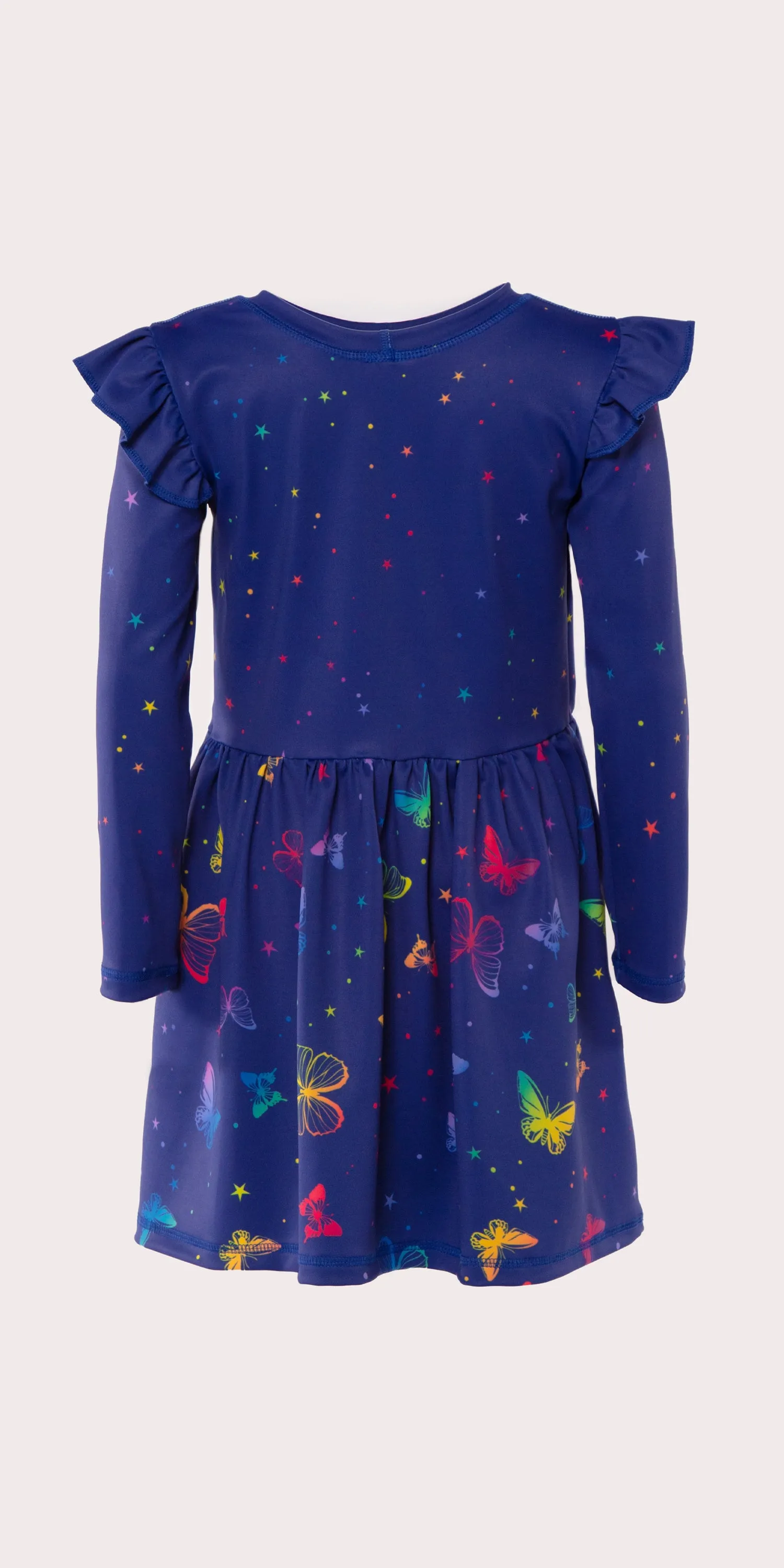 Dazzling Butterflies - Kids Ruffle Long Sleeve Dress