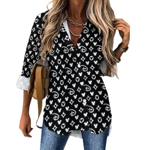 Designer Long Sleeve Button Up Blouse