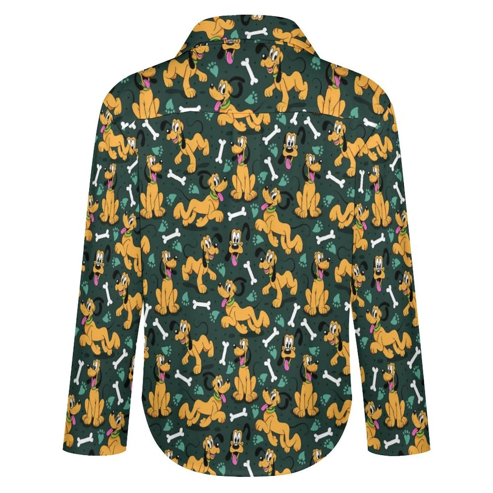 Disney Pluto Life Is Better With A Dog Long Sleeve Button Up Blouse