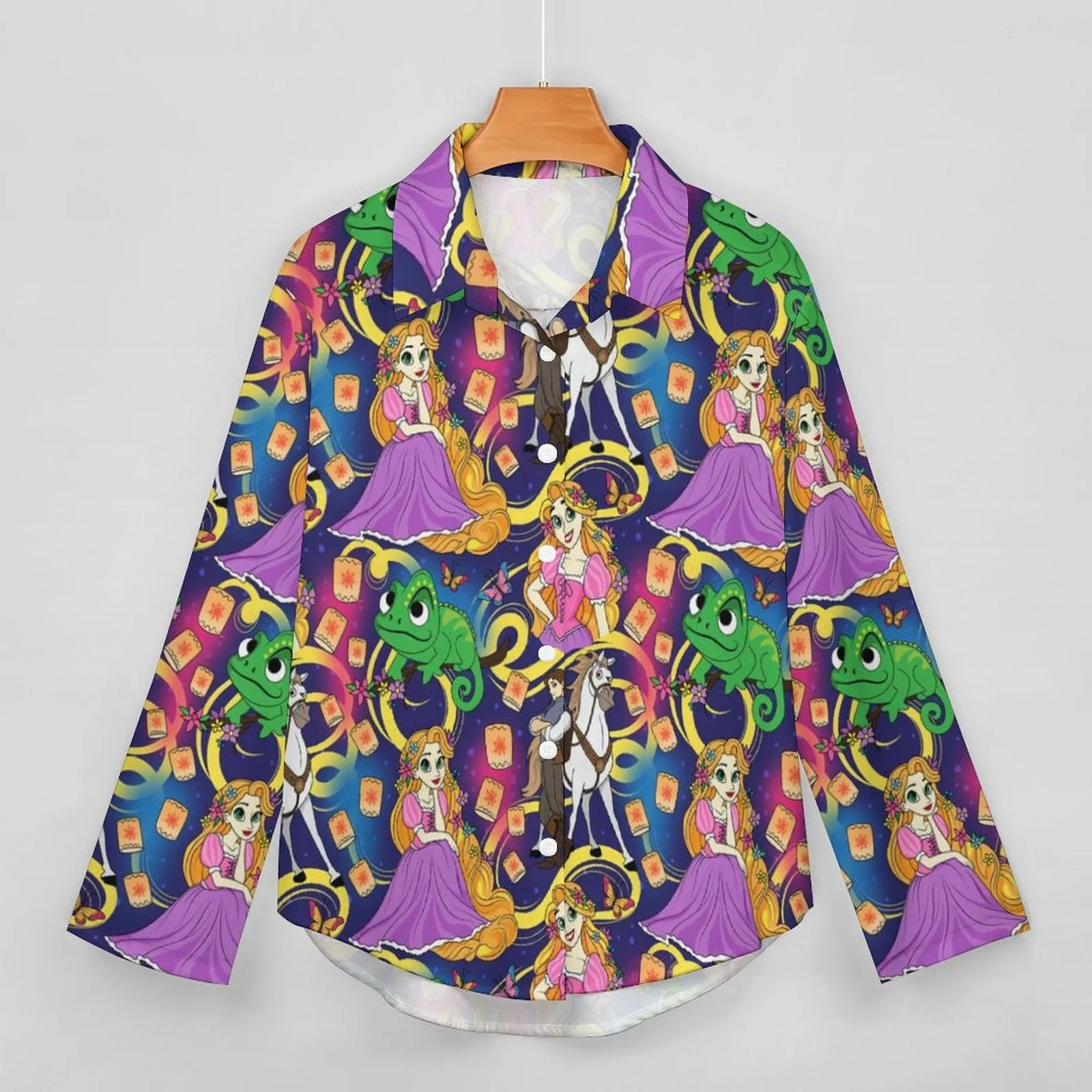 Disney Tangled Rapunzel At Last I See The Light Long Sleeve Button Up Blouse