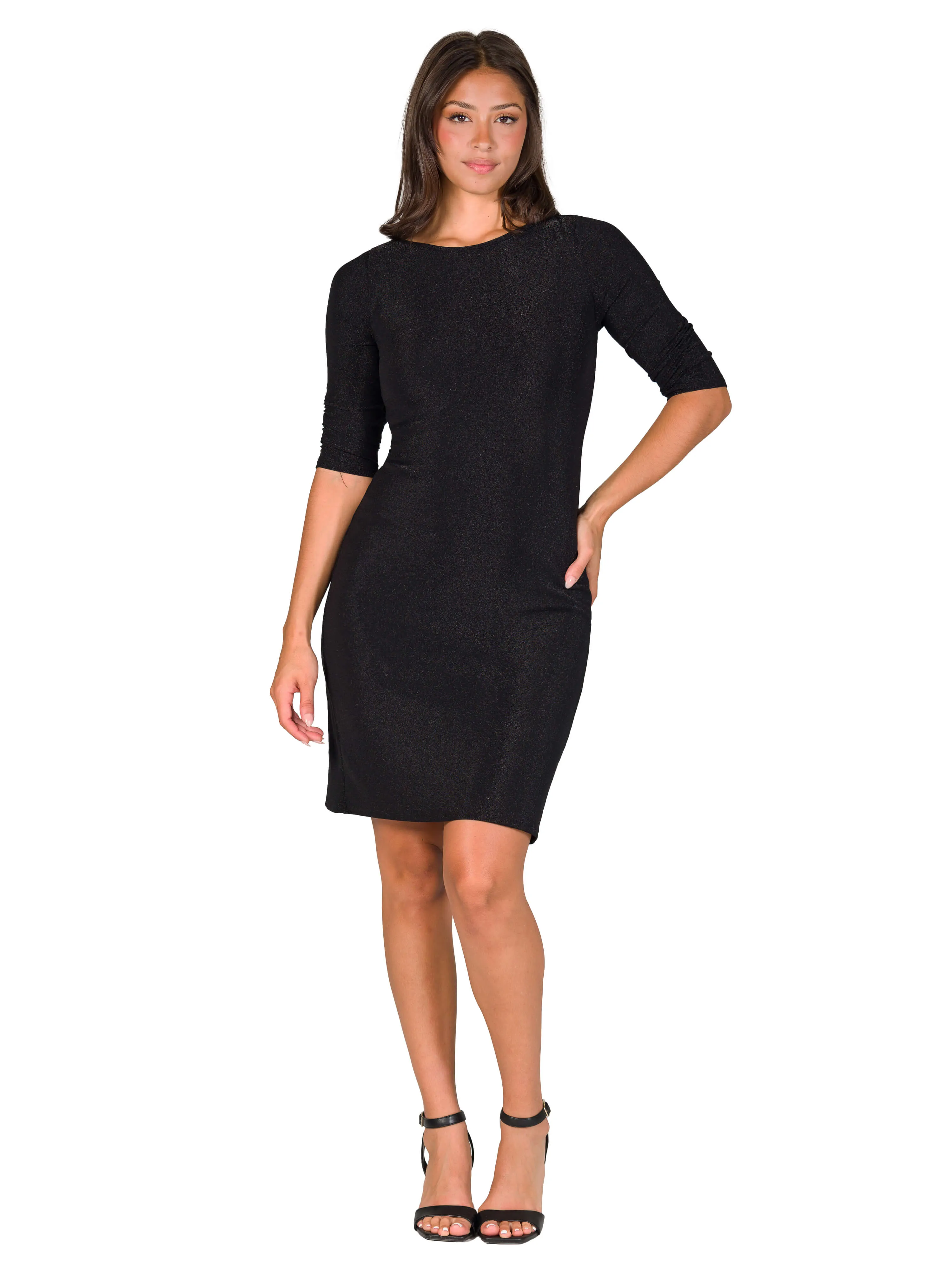 Elbow Length Sleeve Shimmer Bodycon Mini Party Dress