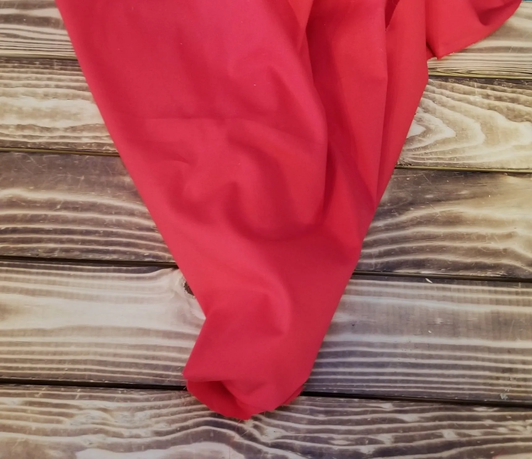 End of Bolt: 3.5 yards of Designer Deadstock Cotton Spandex Apple Red Shirting Poplin Woven- remnant