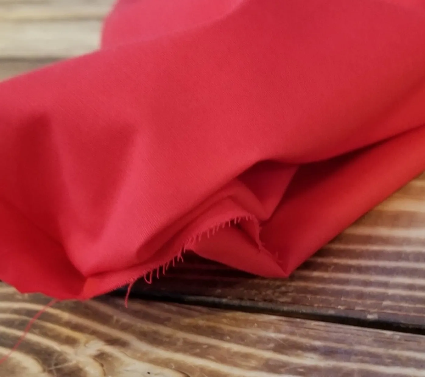 End of Bolt: 3.5 yards of Designer Deadstock Cotton Spandex Apple Red Shirting Poplin Woven- remnant