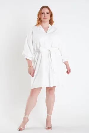 Endless Rose - Blouson Sleeve Belted Shirt Dress