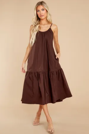 Fields Of Joy Chocolate Midi Dress