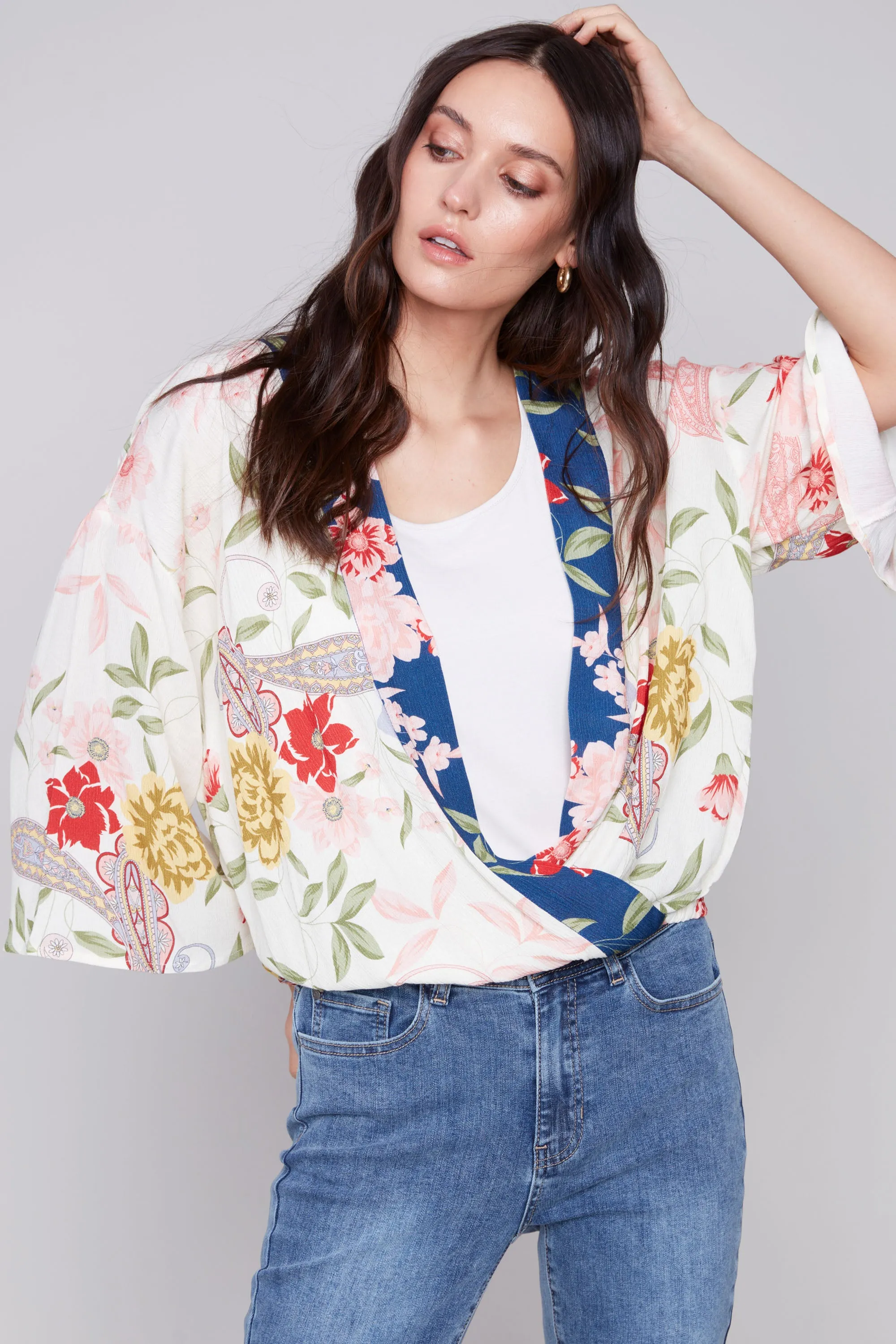 FLORAL OVERLAP BLOUSE