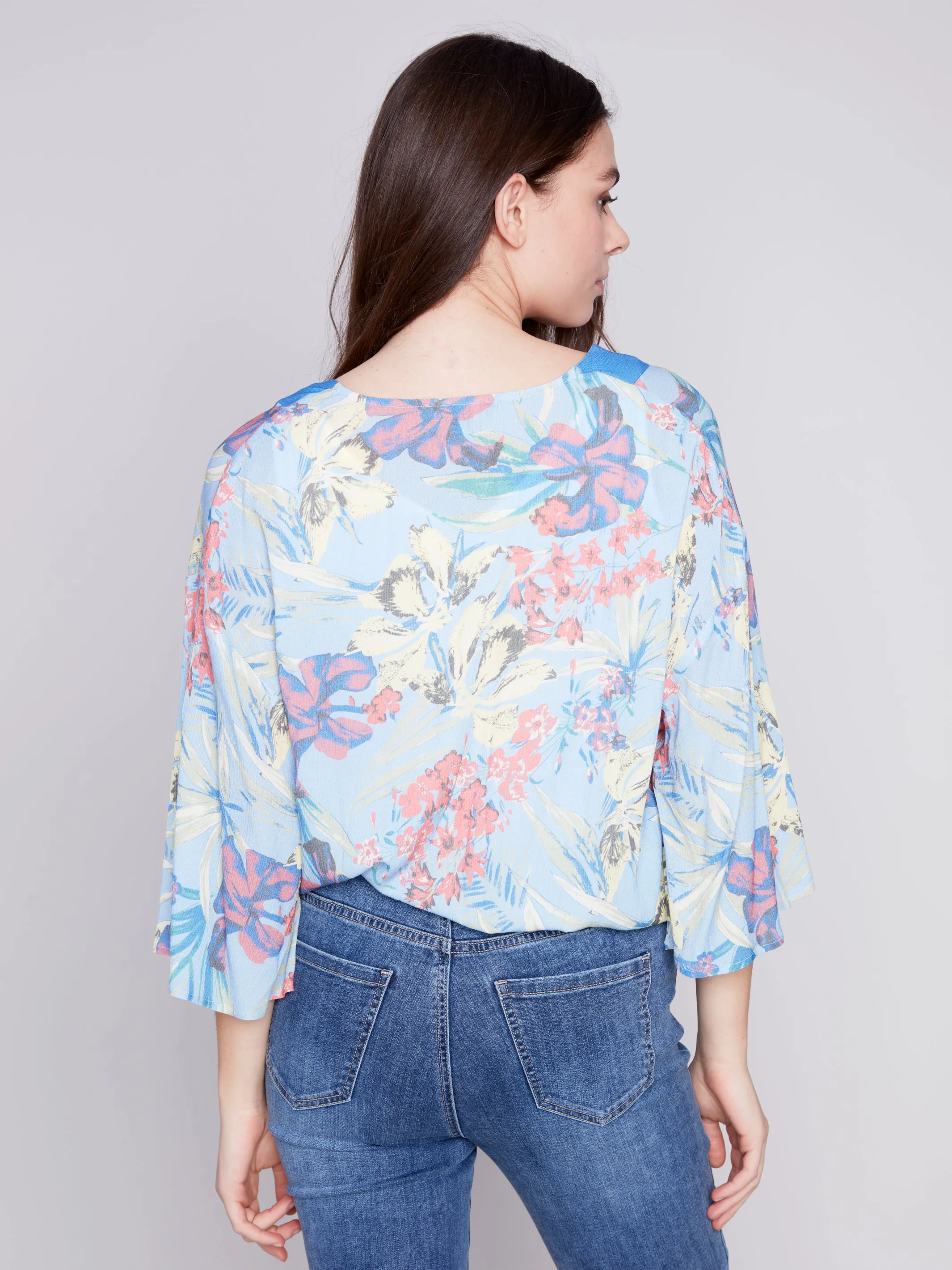 FLORAL OVERLAP BLOUSE