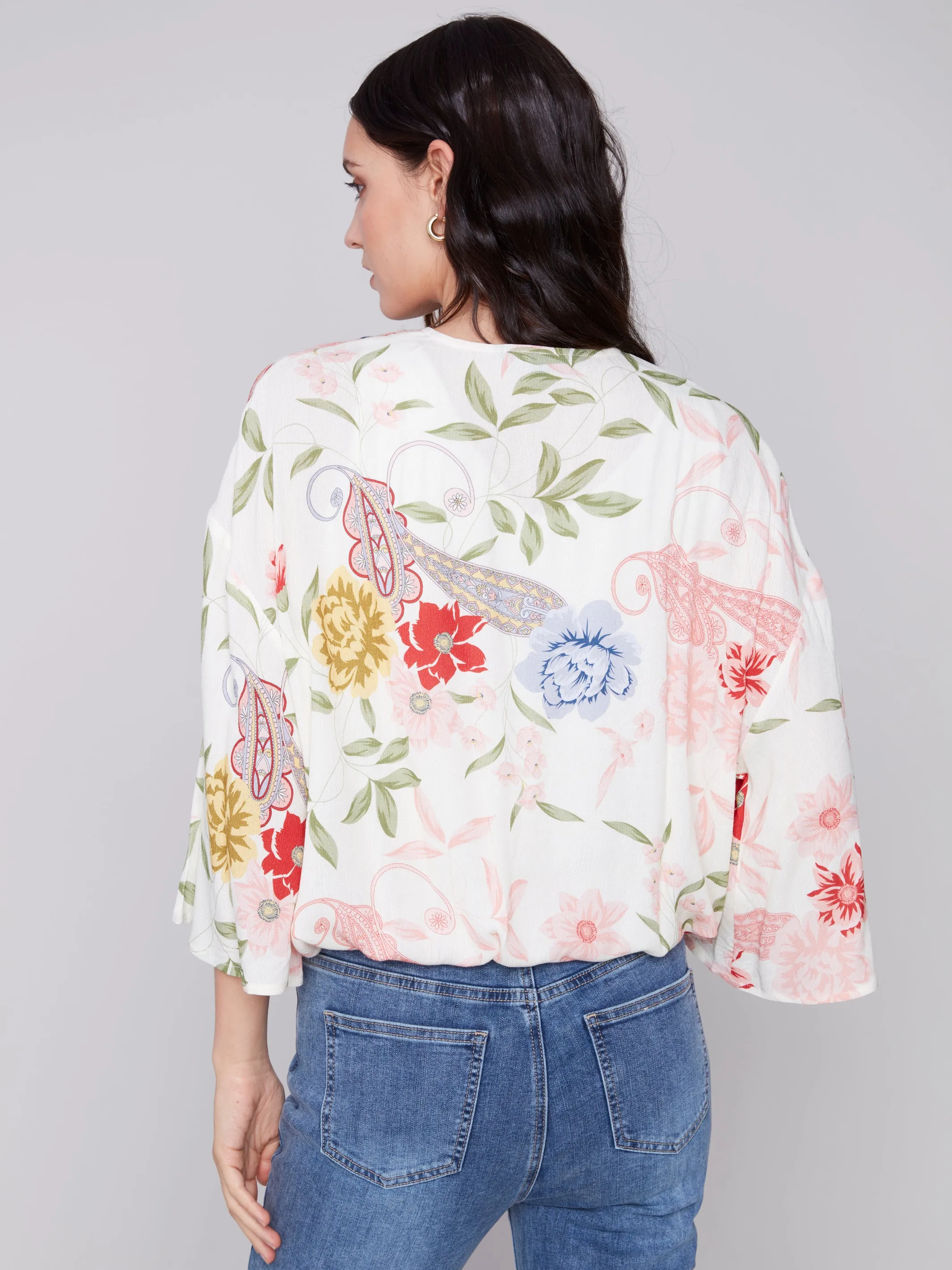 FLORAL OVERLAP BLOUSE