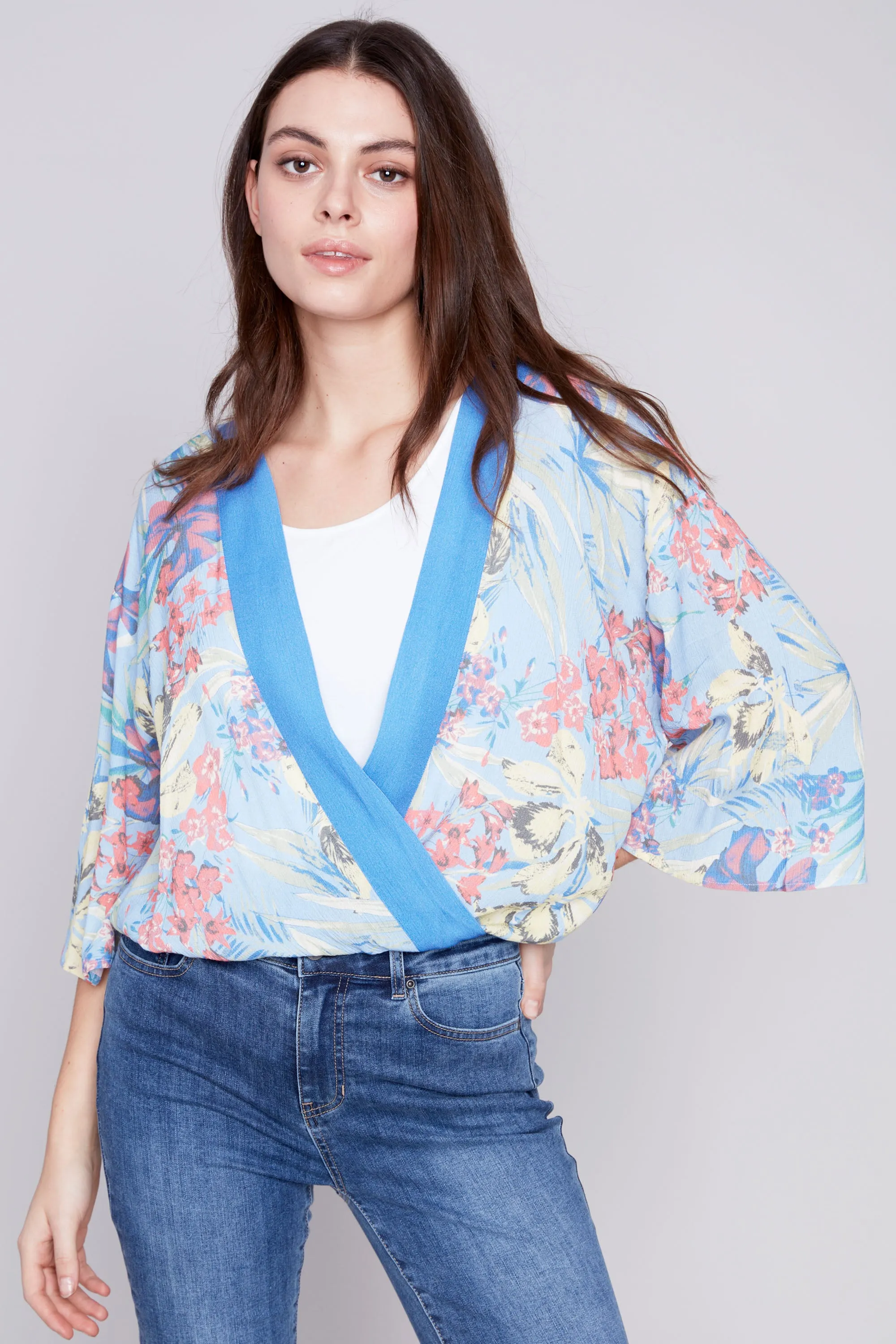 FLORAL OVERLAP BLOUSE