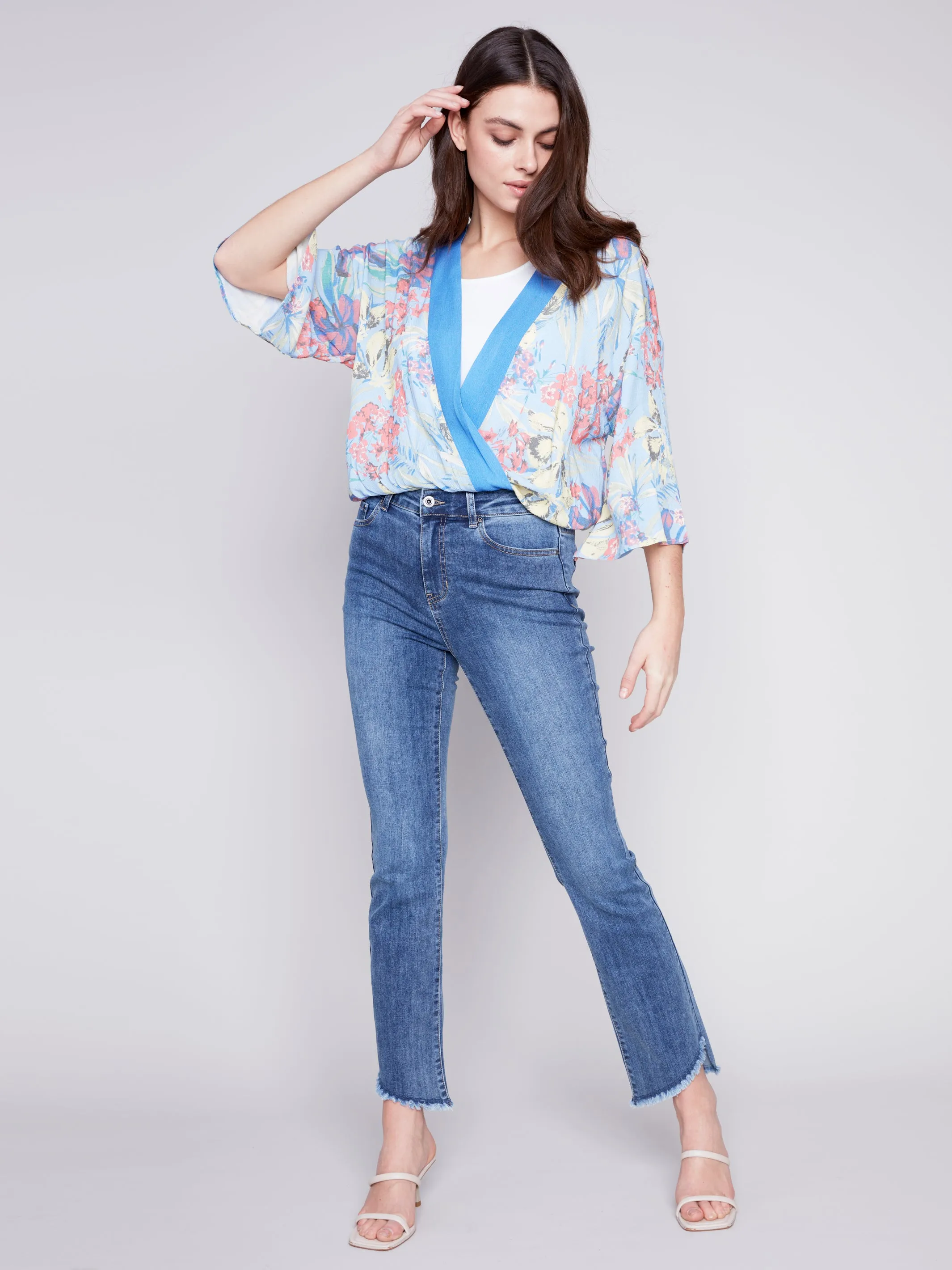 FLORAL OVERLAP BLOUSE