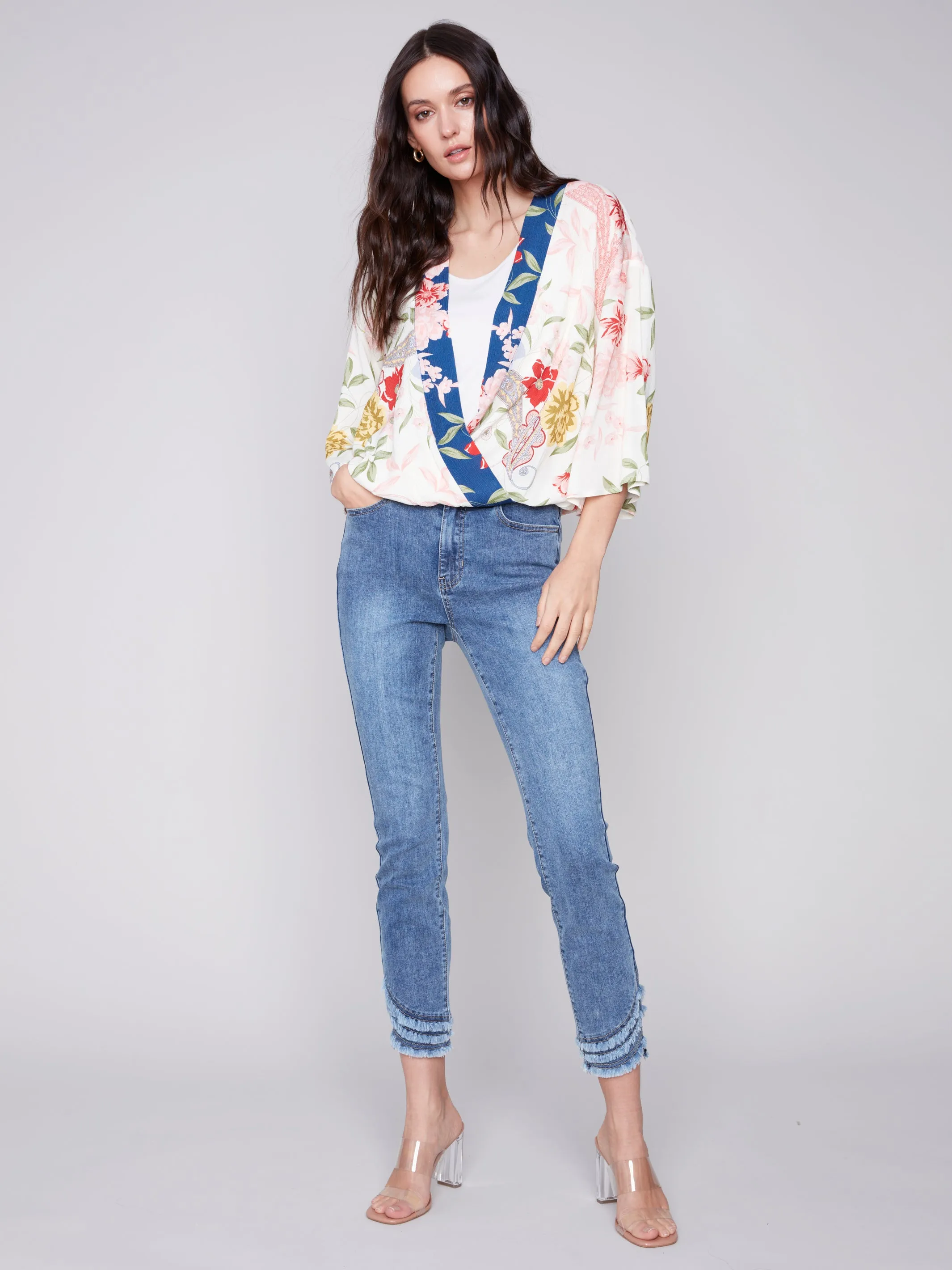 FLORAL OVERLAP BLOUSE