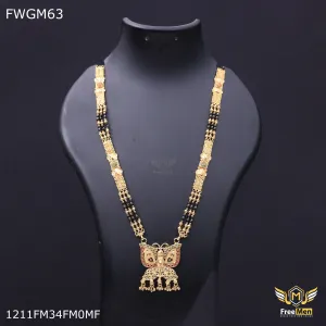 Freemen 1gm Three line butterfly mangalsutra for women - FWGM63