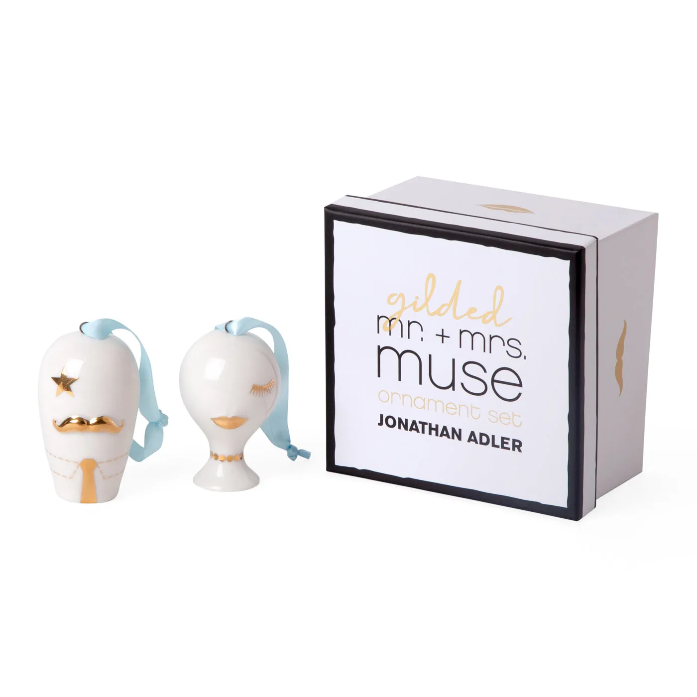 Gilded Mr. & Mrs. Muse Ornament Set