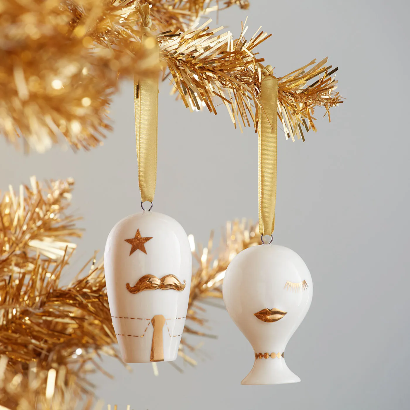 Gilded Mr. & Mrs. Muse Ornament Set