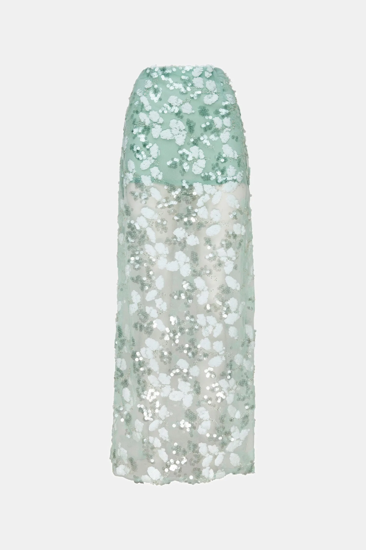 green carnation sequin skirt