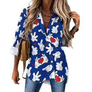 Happy Hands Long Sleeve Button Up Blouse