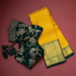 Incredible Yellow Soft Banarasi Silk Saree With Flattering Two Blouse Piece