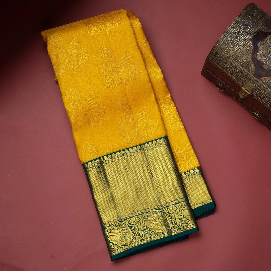 Incredible Yellow Soft Banarasi Silk Saree With Flattering Two Blouse Piece