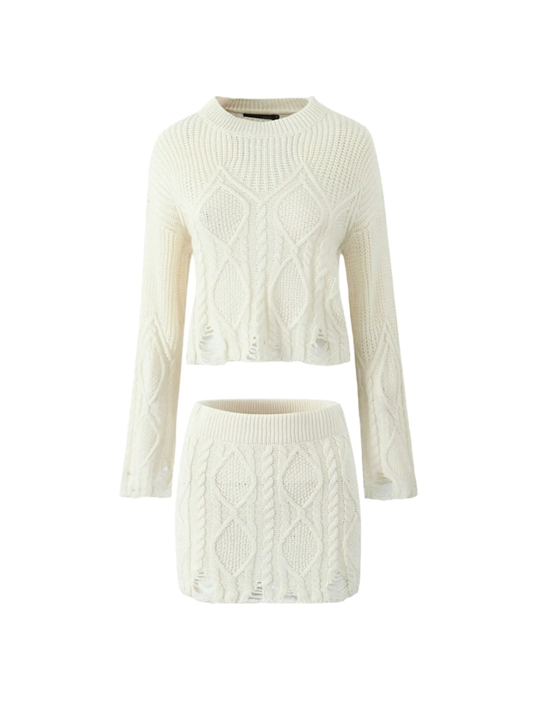 Kynlie Cable Knit Sweater and Skirt Set