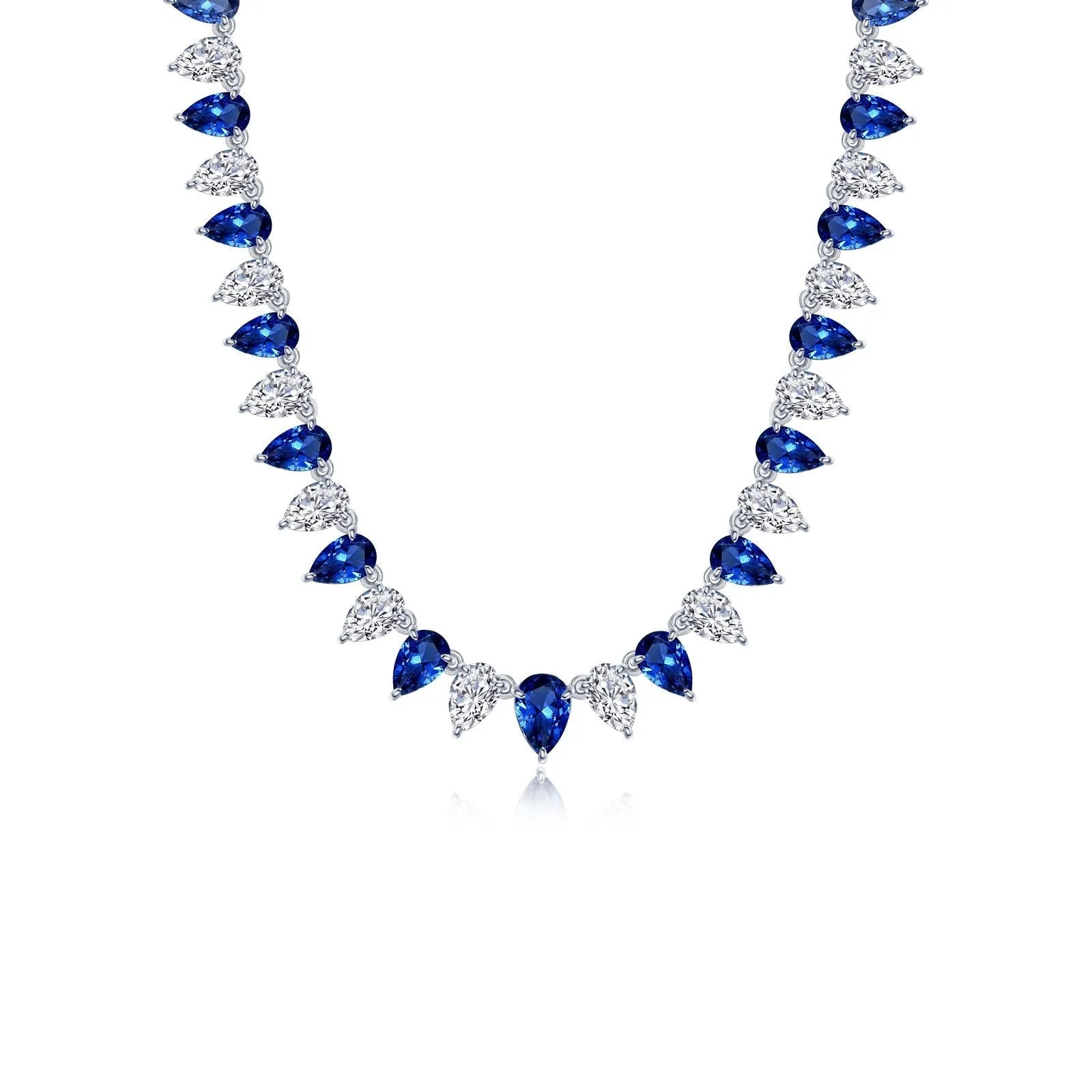 Lafonn 38 Carat Fancy Lab-Grown Sapphire & Simulated Diamond Pear Cut Tennis Choker Necklace